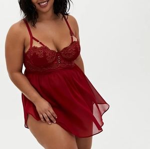 NEW Torrid RED MESH & LACE UNDERWIRE BABYDOLL sz3x